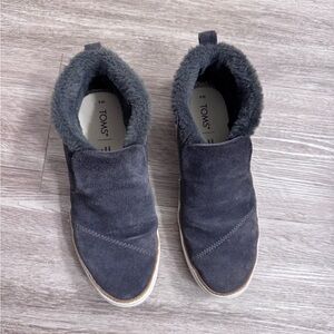 TOMS Charcoal Fleece-Lined Slip-Ons